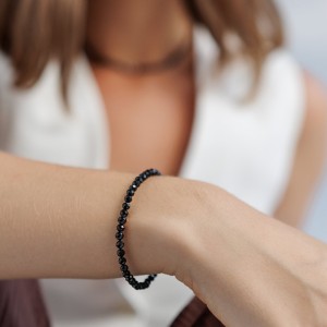 Bratara cu spinel negru si argint DiAmanti 214-38B-G (Argint 925‰ 0,65 g.)